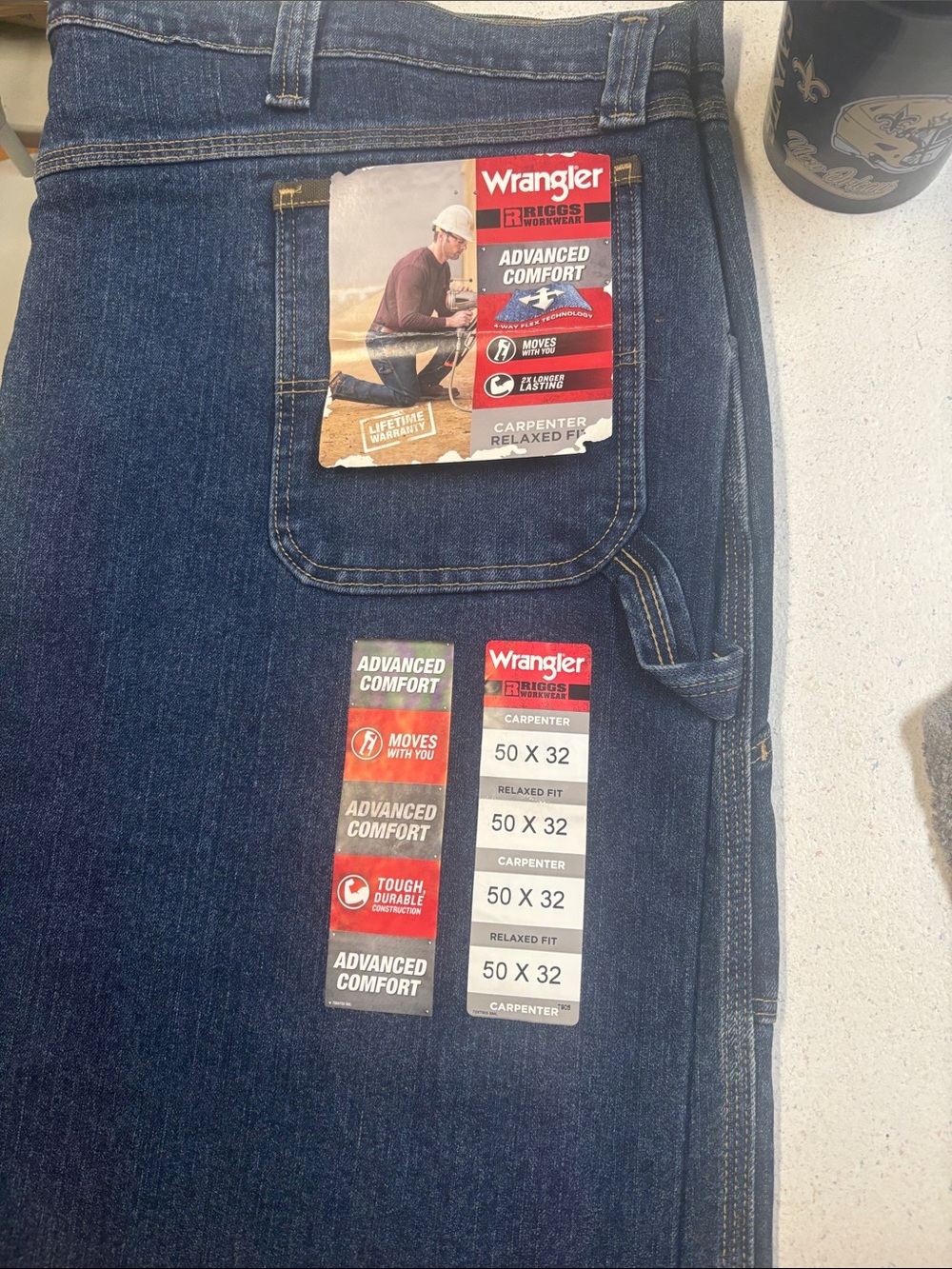 Wrangler Men's Relaxed Carpenter Jeans - Riggs Workwear-Dark Blue